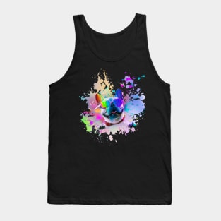 French Bulldog Dog Wearing Love Rainbow Heart Glasses Tank Top